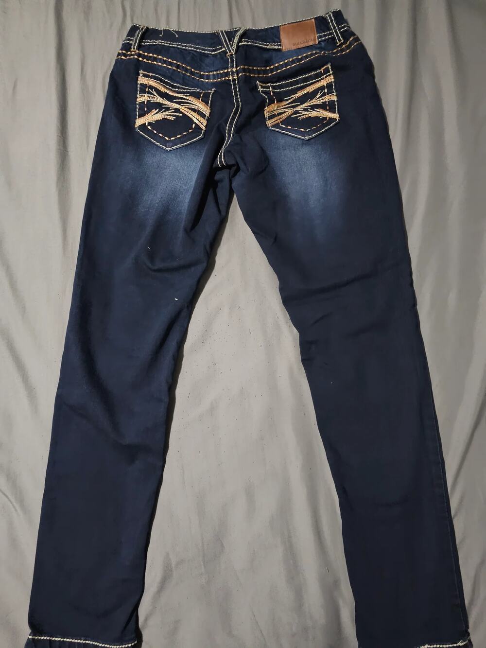 Nautica dark wash denim jeans with contrast stitching and embroidered back pocke